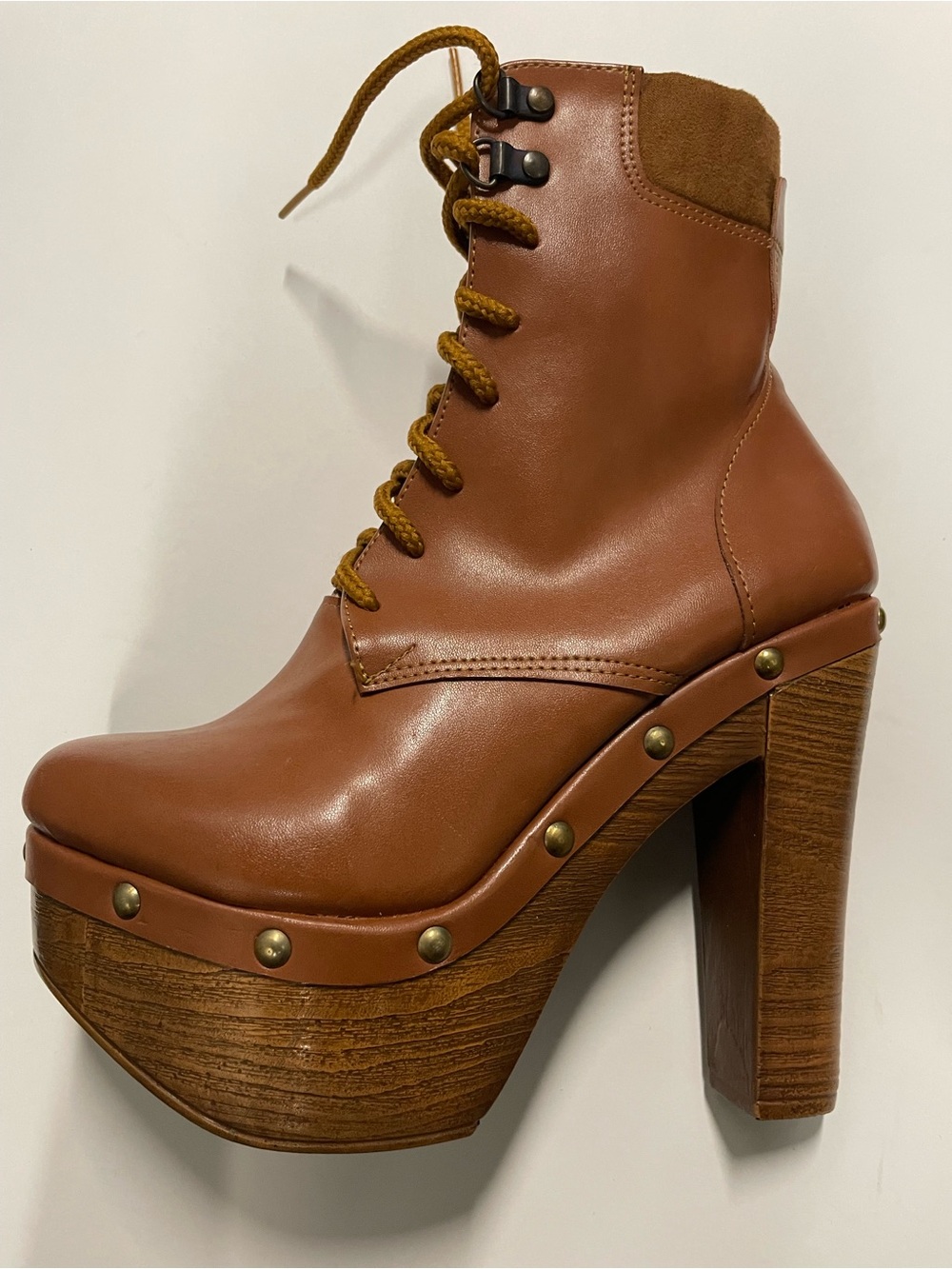 Othr Cognac Lace-Up Platform Heel Boots